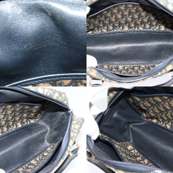 DIOR Trotter Canvas Hand Bag Navy Gold - Picture 11 of 12